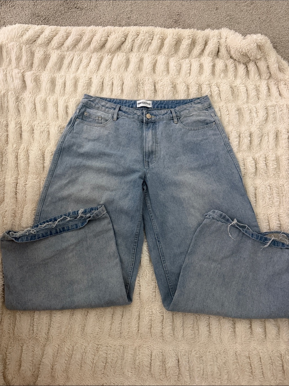 Princess Polly Light Blue Straight Leg Jeans
